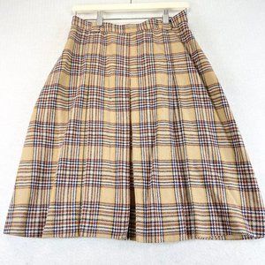 Vintage GORDON Womens 14 Plaid Pleated Academia Wool Blend Lined Skirt Side Zip